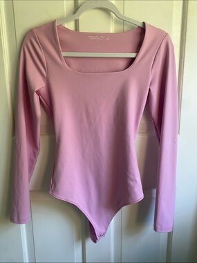 Abercrombie & Fitch Light Pink Long Sleeve Square Neck Bodysuit